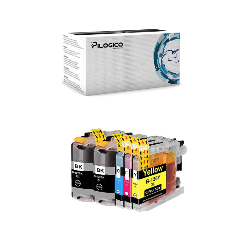 5 Cartucce Brother LC127XL LC125XL Nero + Colore Compatibili